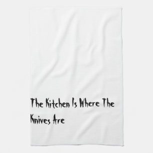 De keuken is waar de messen keukenhanddoek zijn