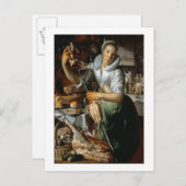 De keuken Maid (met Christus, Mary en Martha) c. Briefkaart (Voorkant / Achterkant)