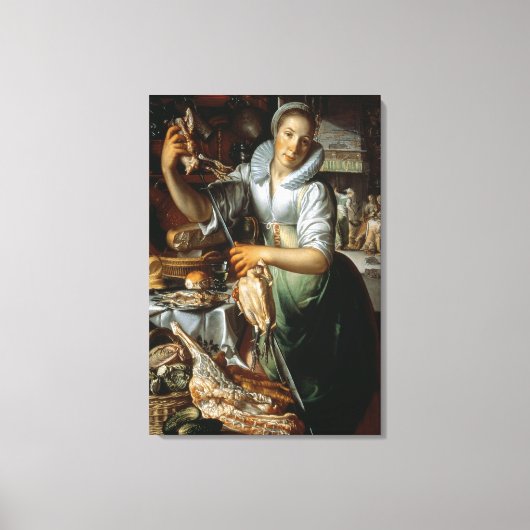 De keuken Maid (met Christus, Mary en Martha) c. Canvas Afdruk (Voorkant)