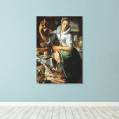 De keuken Maid (met Christus, Mary en Martha) c. Canvas Afdruk (Insitu (Houten vloer))