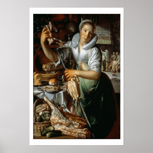 De keuken Maid (met Christus, Mary en Martha) c. Poster (Voorkant)