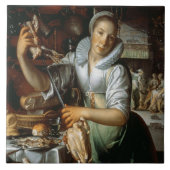 De keuken Maid (met Christus, Mary en Martha) c. Tegeltje (Voorkant)