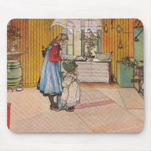 De keuken van Carl Larsson Art Print Muismat (Voorkant)
