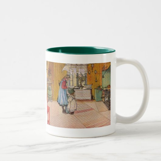 De keuken van Carl Larsson Art Print Tweekleurige Koffiemok (Rechts)