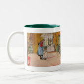 De keuken van Carl Larsson Art Print Tweekleurige Koffiemok (Links)