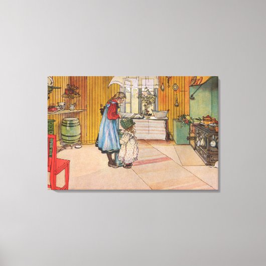 De keuken van Carl Larsson Vintage Zweden 1898 Canvas Afdruk (Voorkant)