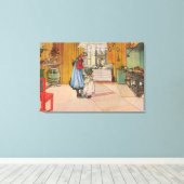 De keuken van Carl Larsson Vintage Zweden 1898 Canvas Afdruk (Insitu (Houten vloer))