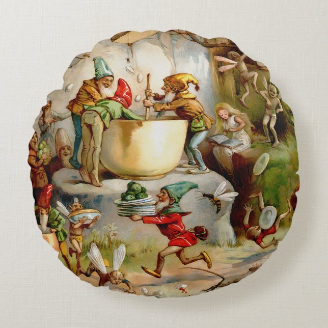 De keuken van de kabouters - 1895 rond kussen (Voorkant)