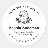 De keuken van de kersttaart minimalistisch ronde sticker (Voorkant)