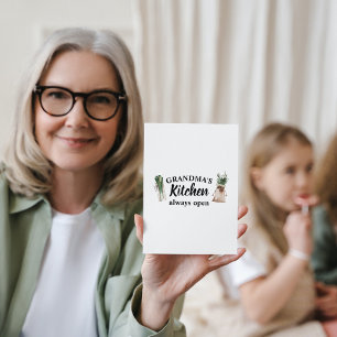 De keuken van de moderne grootmoeder is altijd ope feestdagenkaart