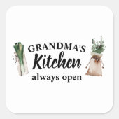 De keuken van de moderne grootmoeder is altijd ope vierkante sticker (Voorkant)