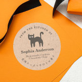 De keuken van Halloween Black Cat Kraft Ronde Sticker