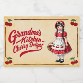 De keuken van oma – Kersen Delight - Vintage Voedselcontainer Etiket (Enkel label)