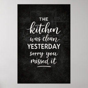 De Keuken Was Schoon Gisteren Grappig Vintage Bord Poster