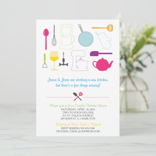 De keukendoucheuitnodiging bekijken kaart (Staand voorkant)