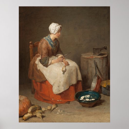 De keukenmaid Jean-Siméon Chardin Fine Art Poster (Voorkant)