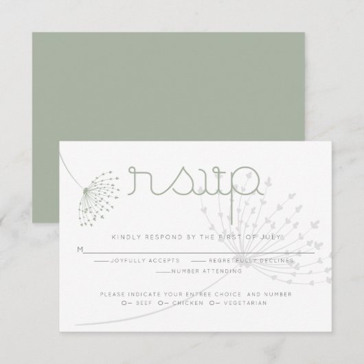 De Keus RSVP | van de maaltijd Eenvoudige Elegante Kaart (Voorkant / Achterkant)