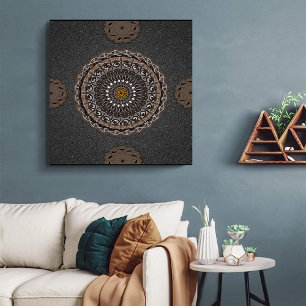 De khaki crocodylus porosus mandala art canvas afdruk