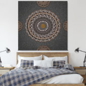 De khaki crocodylus porosus mandala art canvas afdruk (Insitu (Slaapkamer))