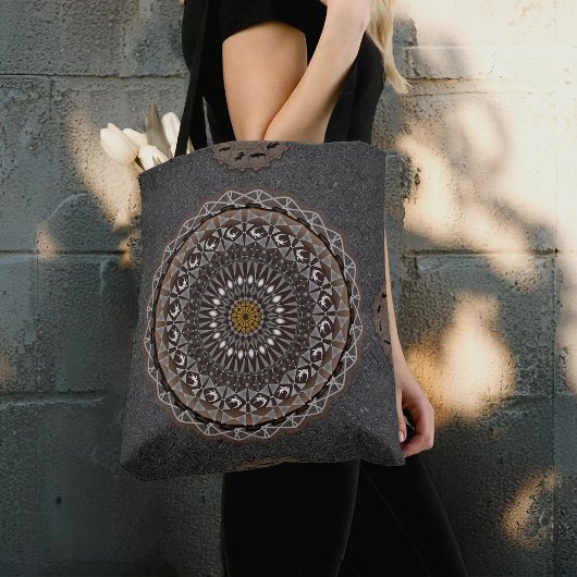 De khaki crocodylus porosus mandala art tote bag