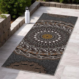 De khaki crocodylus porosus mandala art yogamat