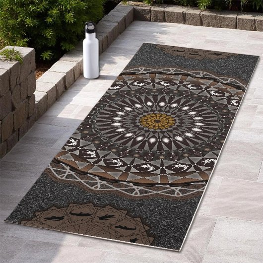 De khaki crocodylus porosus mandala art yogamat