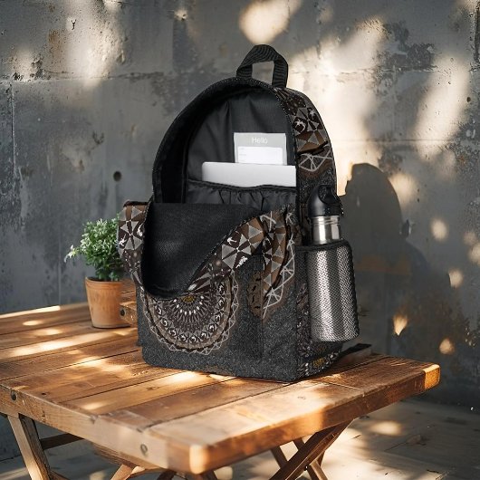 De khaki crocodylus porosus mandala bedrukte rugzak