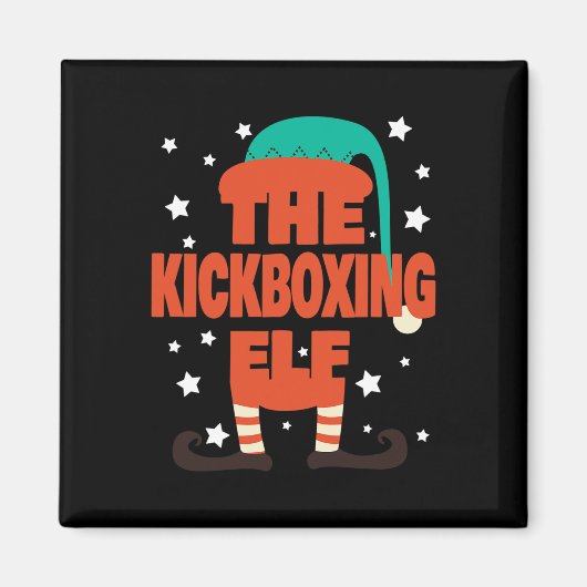 De Kickboksel Elf Kerst Pyjama - Kickboksen C Magneet (Voorkant)