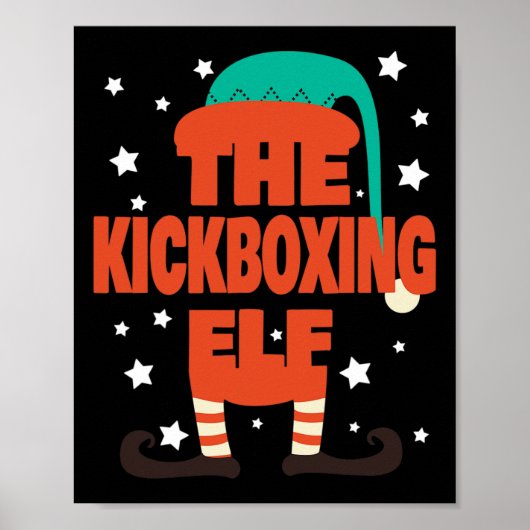 De Kickboksel Elf Kerst Pyjama - Kickboksen C Poster (Voorkant)