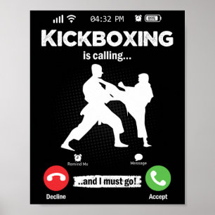 De kickboksen roept retro martial arts mannen K Poster