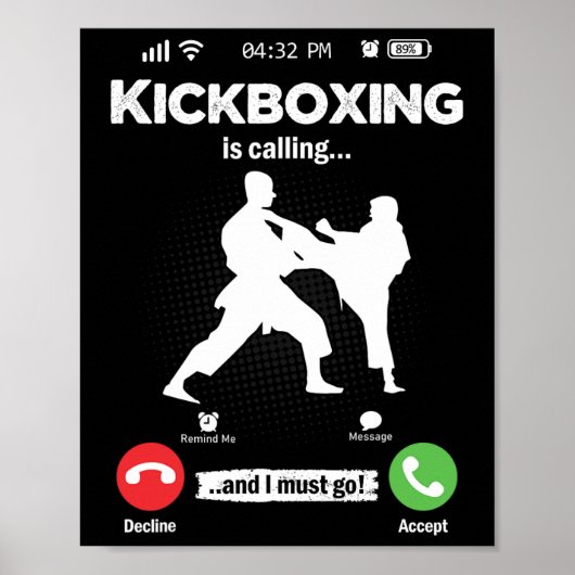 De kickboksen roept retro martial arts mannen K Poster (Voorkant)