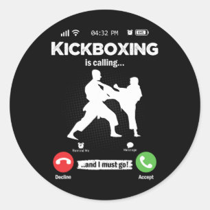 De Kickboksen Roept Retro Martial Arts Mannen K Ronde Sticker
