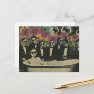 De kijkers in badkuip briefkaart