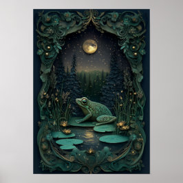 De kikker | Summer Night Forest Art Poster
