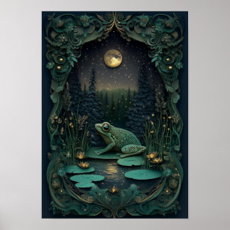 De kikker | Summer Night Forest Art Poster