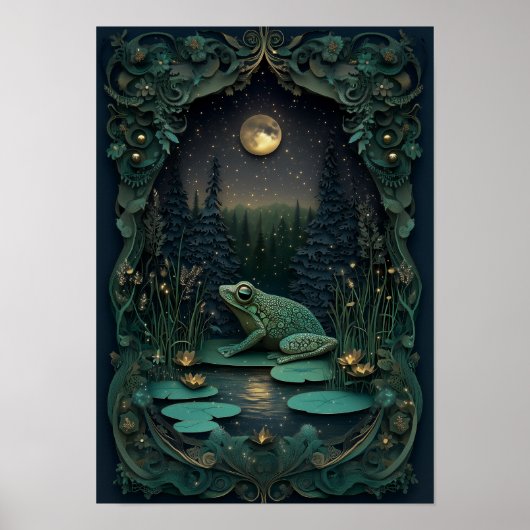 De kikker | Summer Night Forest Art Poster (Voorkant)