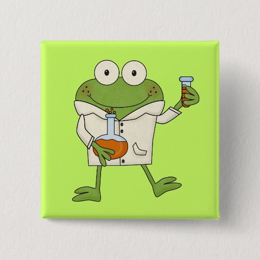 De Kikker van het laboratorium Vierkante Button 5,1 Cm (Voorkant)