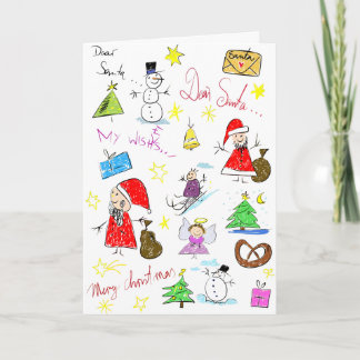De kinder Kerstkaart van de Kunst voor het Feestdagen Kaart