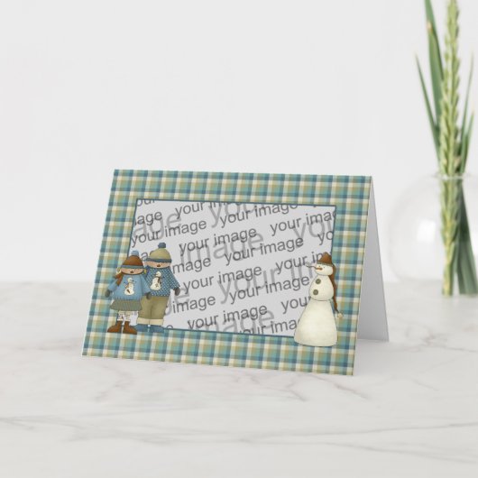 De Kinder Kerstkaart van de sneeuw Feestdagen Kaart (Voorkant)