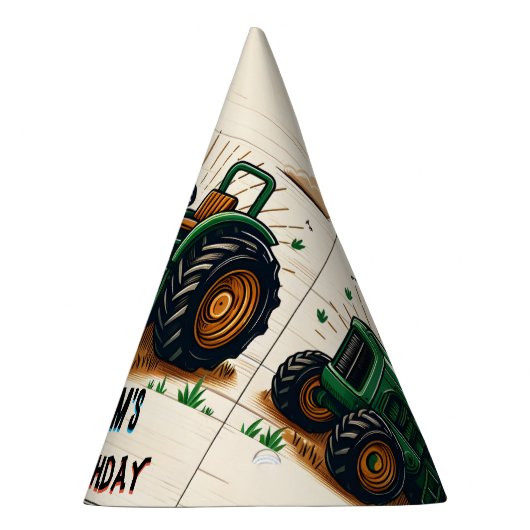 De kinder retro boy coole tractor 1e verjaardag feesthoedjes (Rechts)