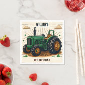 De kinder retro boy coole tractor 1e verjaardag servet (Insitu)