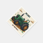 De kinder retro boy coole tractor 1e verjaardag servet (Hoek)