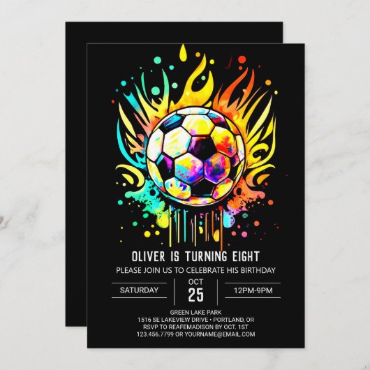 De Kinder Waterverf van de moderne voetbal Kaart (Voorkant / Achterkant)