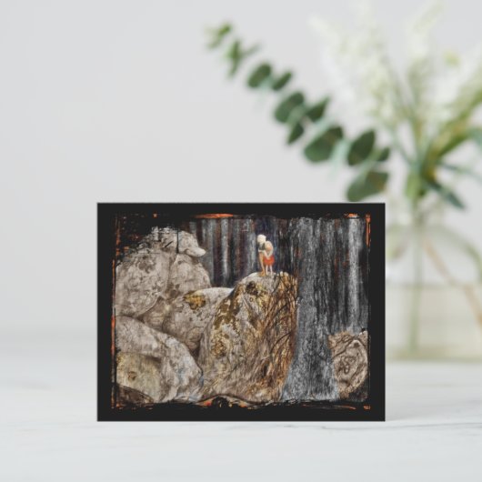 De kinderen met Stone Troll Briefkaart (Staand voorkant)