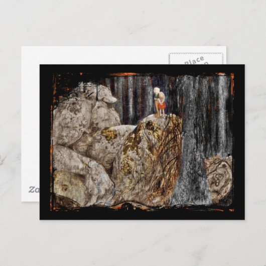 De kinderen met Stone Troll Briefkaart (Voorkant / Achterkant)