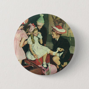 De  Kinderen spelen Pin op het Lusje op de Donkey Ronde Button 5,7 Cm