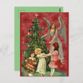 De kinderen van de kerstboom engel decorteren briefkaart (Voorkant / Achterkant)