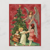 De kinderen van de kerstboom engel decorteren briefkaart (Voorkant)