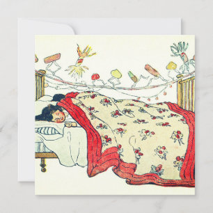 De kinderen waren alle snug in hun bedden genaaid feestdagenkaart