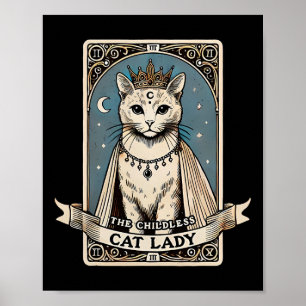 De kinderloze kat dames Tarot Kaart Poster